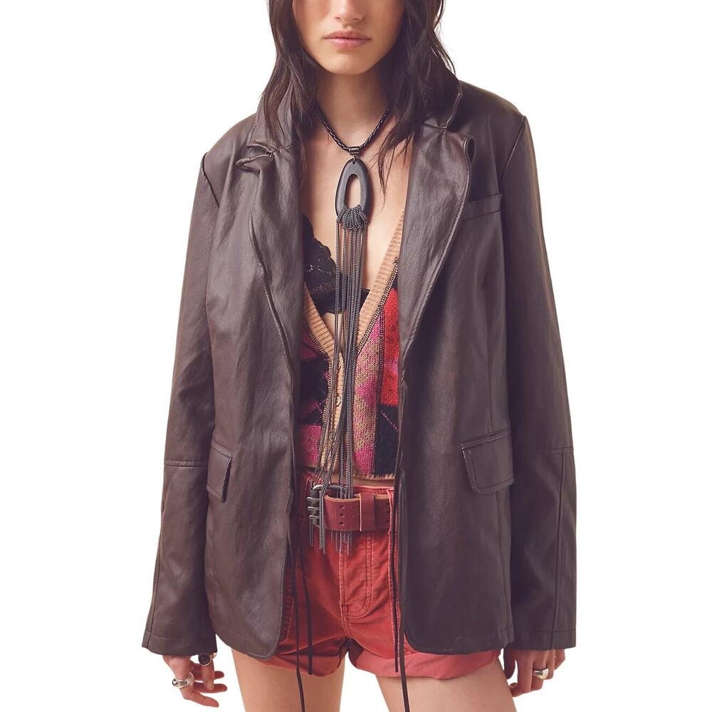 Free People Vegan Brown Kirby Blazer Size XS